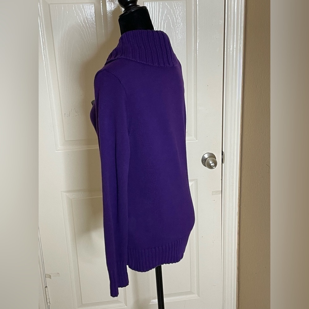 LRL Ralph Lauren Cotton Sweater Purple Pullover Bone Button Green Label Large - Picture 4 of 11